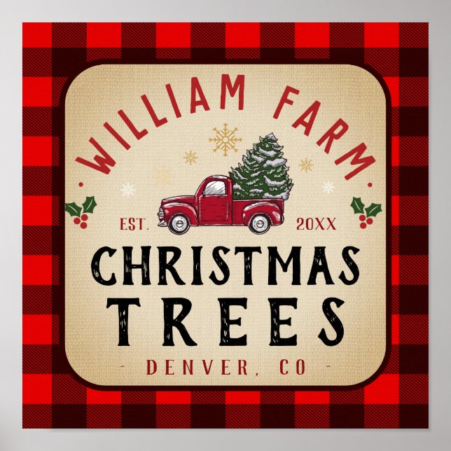 Póster Granja de árboles de Navidad estilo de granja de P (Frente)