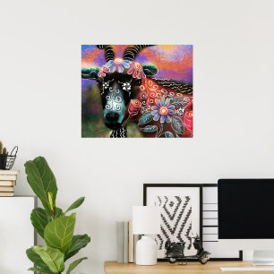 Póster Granja de cabra floral caprina animal