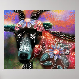 Póster Granja de cabra floral caprina animal