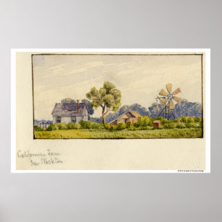 Póster Granja de California, cerca de Stockton