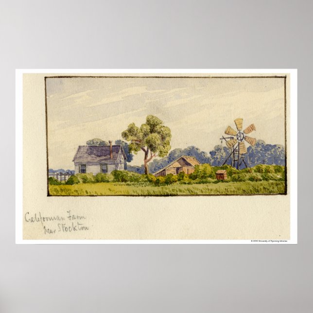 Póster Granja de California, cerca de Stockton (Frente)