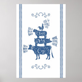 Póster Granja de campo de Blue Vintage