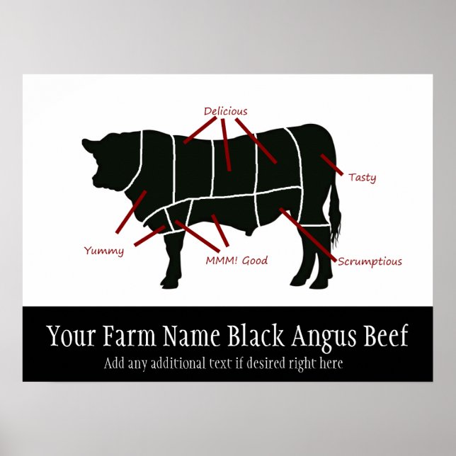 Póster Granja de carne de angus negra divertida de carnic (Frente)