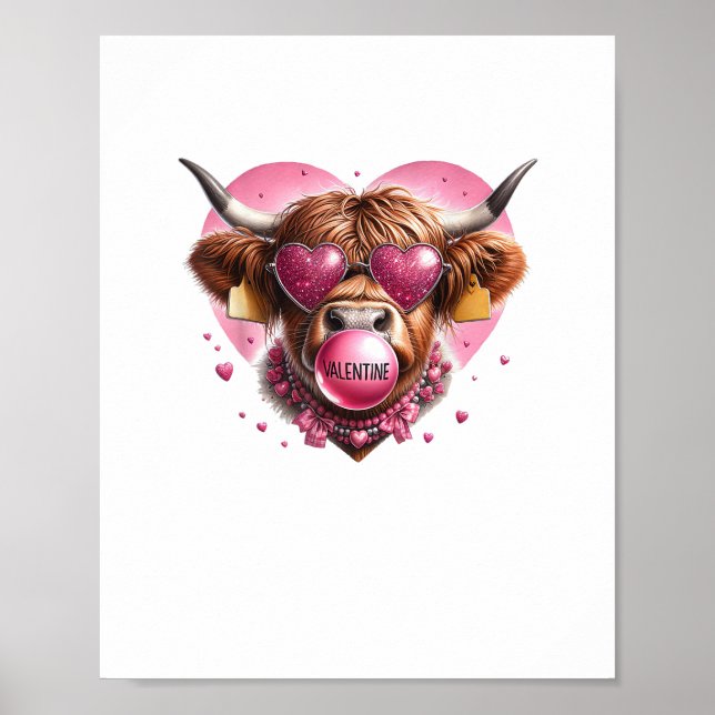 Póster Granja de ciruela de bovino de San Valentín (Frente)