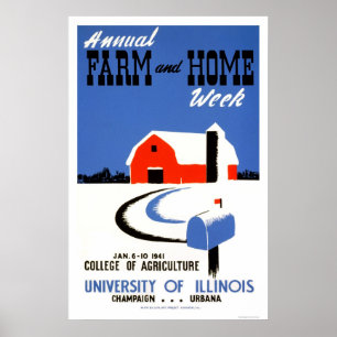Póster Granja de Illinois de la universidad WPA 1941