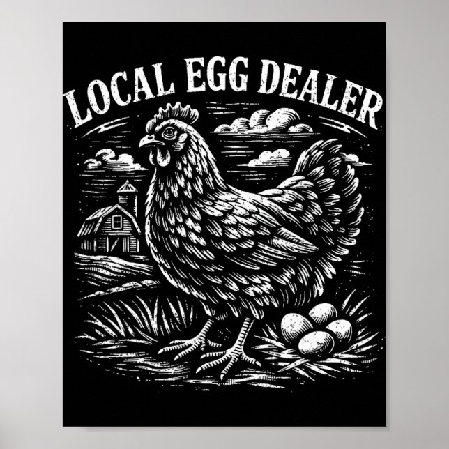 Póster Granja de pollos divertida de distribuidor de huev (Frente)