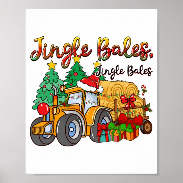 Póster Granja de Tractor de Les Campana Navidad Juego de  (Frente)
