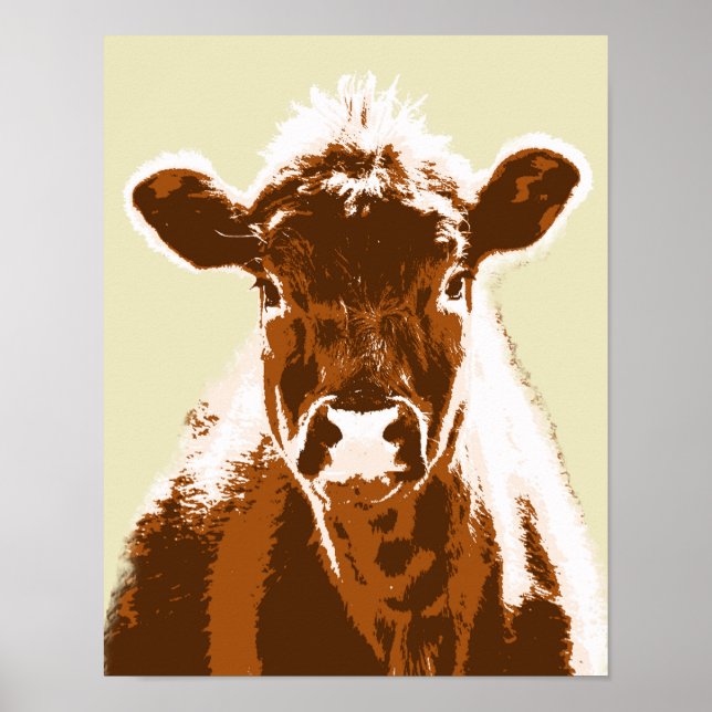 Póster Granja de vaca marrón (Frente)