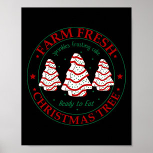 Póster Granja divertida fresca pasteles de árbol de Navid