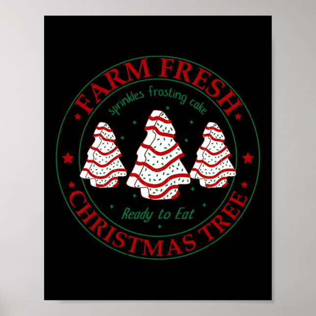 Póster Granja divertida fresca pasteles de árbol de Navid (Frente)