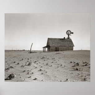Póster Granja Dust Bowl, 1938. Foto antigua