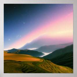 Póster Granja en el Poster de las montañas