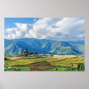 Póster Granja en las montañas del este de Bután - Himalay