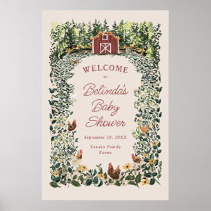 Póster Granja Encantadora de Pollitos Cumpleaños de Bebé