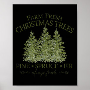Póster Granja Fresca Árboles de Navidad Pine Spruce Fir S