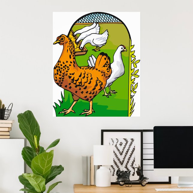 Póster Granja Fresca Gallinero Escena Campestre (Subido por el creador)