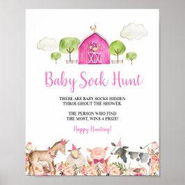 Póster Granja rosa Animales Barnyard: caza de ganado