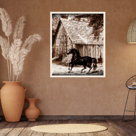 Póster Granja rústica establo caballo