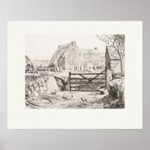 Póster Granja St Buryan Cornwall Eleanor Hughes Restrike