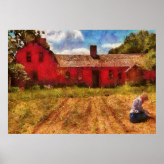 Póster Granja - Trabajando en los campos