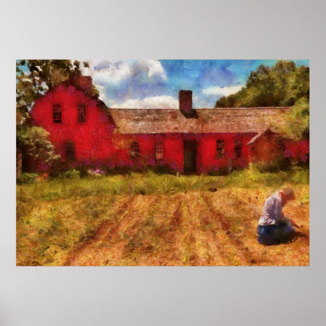 Póster Granja - Trabajando en los campos (Frente)