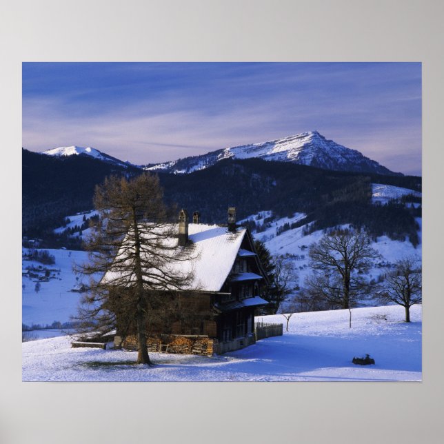 Póster Granja y monte Rigi y Pilatus, (Frente)