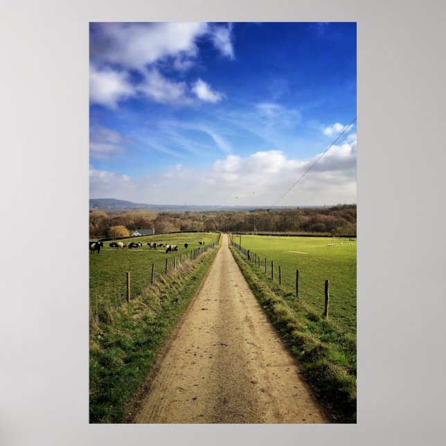 Póster Granjas | Camino sucio por el campo inglés (Frente)