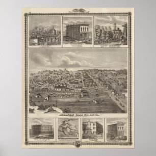 Póster Granjas de Atlántico, de Iowa y edificios