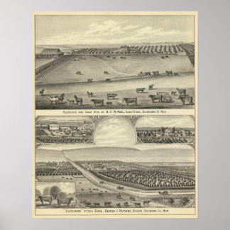 Póster Granjas del Condado de Saunders, Nebraska