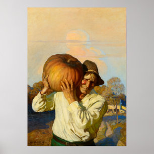 Póster Granjero con calabaza de Newell Convers Wyeth