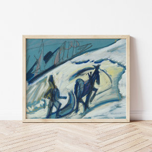 Póster Granjero con trineo tirado por caballos   Ernst Lu