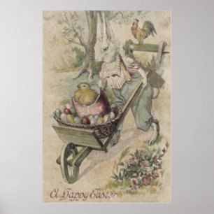 Póster Granjero de gallos de huevo de pascua