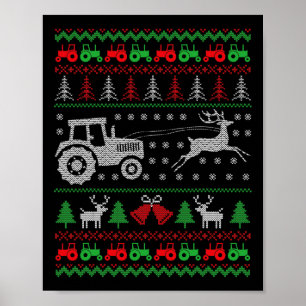 Póster Granjero de la granja de renos del Tractor cultiva