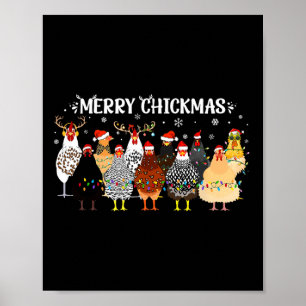 Póster Granjero de pollo de Feliz Navidad Santa Sombrero