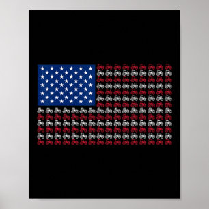 Póster Granjero Patriótico 4 De Julio Bandera Americana U
