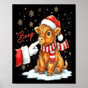 Póster Granjero Santa Divertido Oeste Mano Boop Navidad H