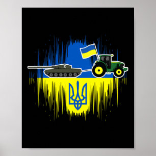 Póster Granjero ucraniano roba tanque Ucrania bandera Try