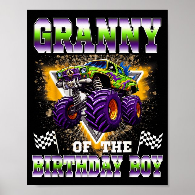 Póster Granny Of The Birthday Boy Monster Truck Birthday  (Frente)