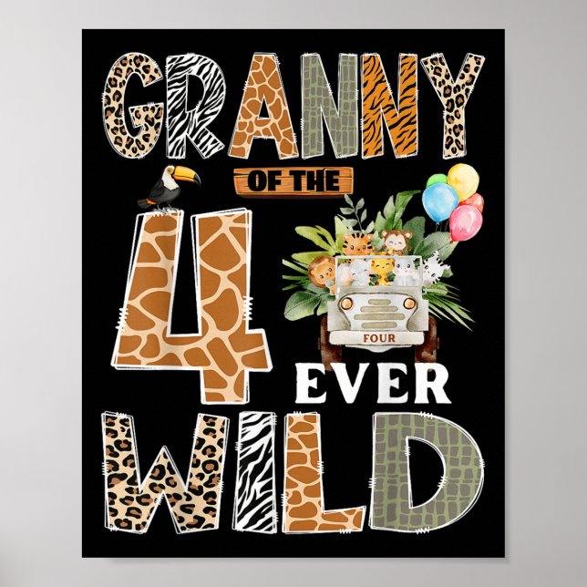 Póster Granny Of The Four Ever Wild Safari 4th Birthday B (Frente)