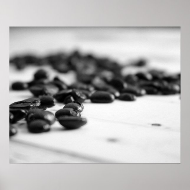 Póster Granos de café blancos y negros dispersos 16x20 (Frente)