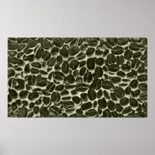 Póster granos de café de cacao