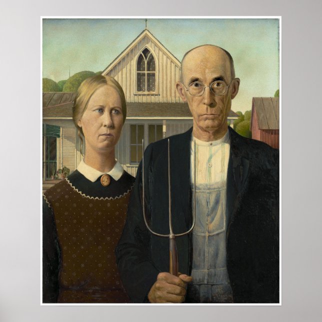 Póster Grant DeVolson Wood American Gothic (Frente)
