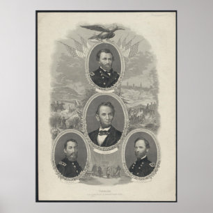 Póster Grant, Lincoln, Sheridan, Sherman