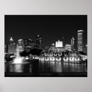 Póster Grant Park Chicago Grayscale