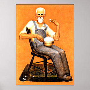 Póster Grant Wood - Abuelo comiendo palomitas de maíz