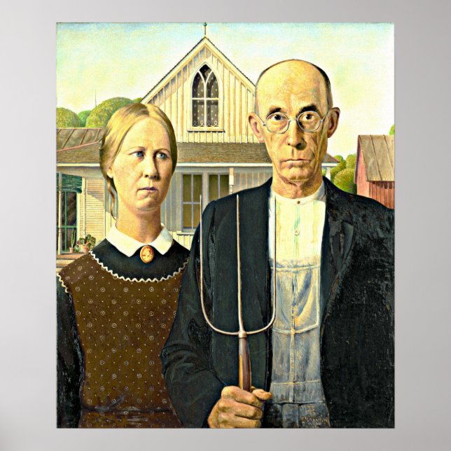 Póster Grant Wood - American Gothic, (Frente)