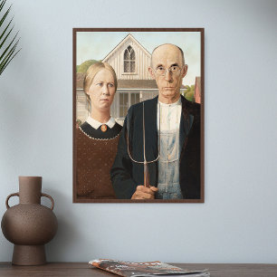 Póster Grant Wood American Gothic Painting Art Print