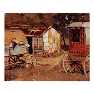 Póster Grant Wood - Los caballos