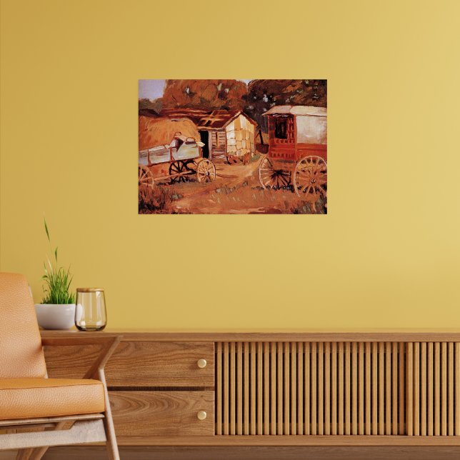 Póster Grant Wood - Los caballos (Salón 2)