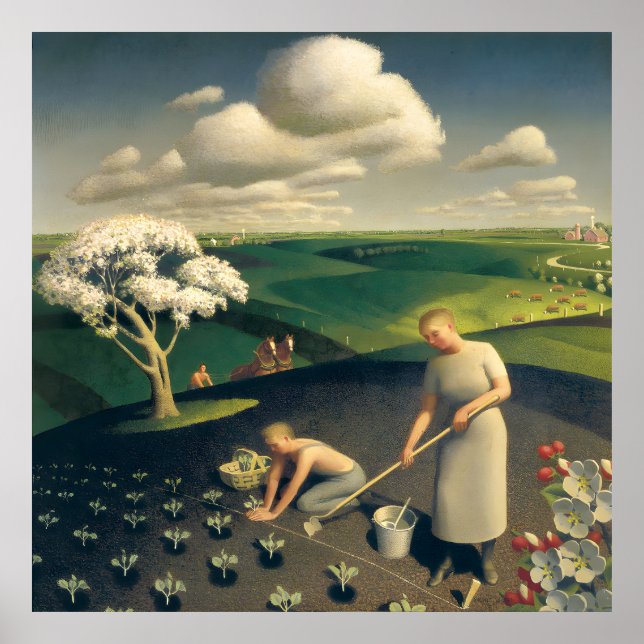 Póster Grant Wood - Primavera en el país (Frente)